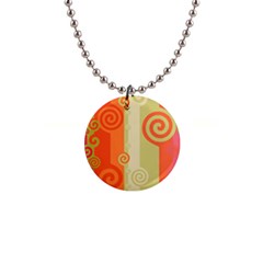 Ring Kringel Background Abstract Red 1  Button Necklace