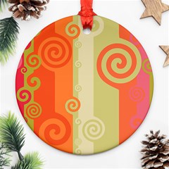 Ring Kringel Background Abstract Red Round Ornament (two Sides) by Mariart