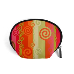 Ring Kringel Background Abstract Red Accessory Pouch (small) by Mariart