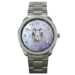 Easter Egg With Flowers Sport Metal Watch by FantasyWorld7