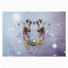 Easter Egg With Flowers Large Glasses Cloth (2-side) by FantasyWorld7