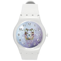 Easter Egg With Flowers Round Plastic Sport Watch (m) by FantasyWorld7