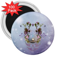 Easter Egg With Flowers 3  Magnets (100 Pack) by FantasyWorld7