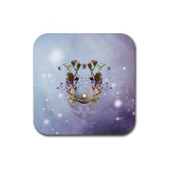 Easter Egg With Flowers Rubber Coaster (square)  by FantasyWorld7