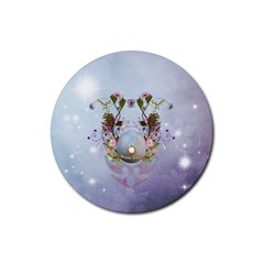 Easter Egg With Flowers Rubber Coaster (round)  by FantasyWorld7