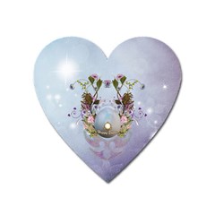 Easter Egg With Flowers Heart Magnet by FantasyWorld7