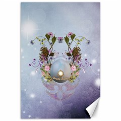 Easter Egg With Flowers Canvas 12  X 18  by FantasyWorld7