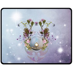 Easter Egg With Flowers Fleece Blanket (medium)  by FantasyWorld7