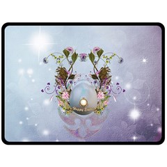 Easter Egg With Flowers Double Sided Fleece Blanket (large)  by FantasyWorld7