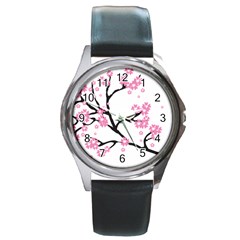 Blossoms Branch Cherry Floral Round Metal Watch by Pakrebo