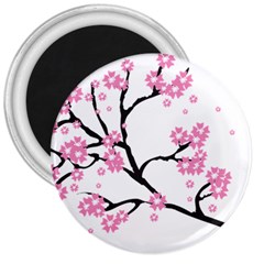 Blossoms Branch Cherry Floral 3  Magnets by Pakrebo