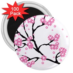 Blossoms Branch Cherry Floral 3  Magnets (100 Pack) by Pakrebo