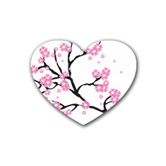 Blossoms Branch Cherry Floral Heart Coaster (4 Pack)  by Pakrebo