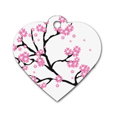 Blossoms Branch Cherry Floral Dog Tag Heart (one Side) by Pakrebo