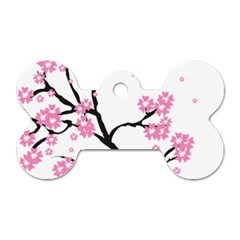 Blossoms Branch Cherry Floral Dog Tag Bone (one Side) by Pakrebo