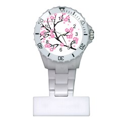 Blossoms Branch Cherry Floral Plastic Nurses Watch by Pakrebo