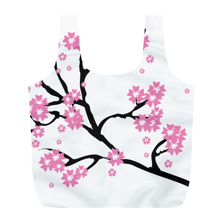 Blossoms Branch Cherry Floral Full Print Recycle Bag (L)