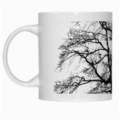 Tree Silhouette Winter Plant White Mugs by Pakrebo