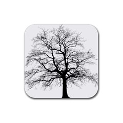 Tree Silhouette Winter Plant Rubber Coaster (square)  by Pakrebo