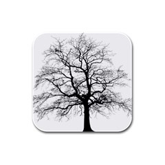 Tree Silhouette Winter Plant Rubber Square Coaster (4 Pack)  by Pakrebo