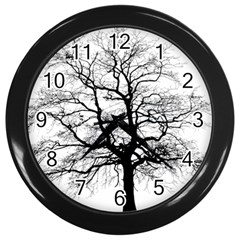 Tree Silhouette Winter Plant Wall Clock (black) by Pakrebo