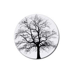 Tree Silhouette Winter Plant Rubber Coaster (round)  by Pakrebo