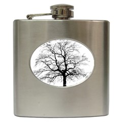 Tree Silhouette Winter Plant Hip Flask (6 Oz) by Pakrebo