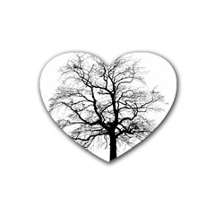 Tree Silhouette Winter Plant Rubber Coaster (heart)  by Pakrebo