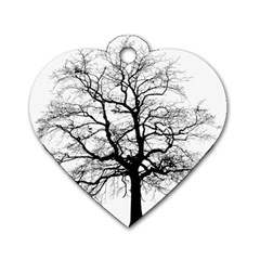 Tree Silhouette Winter Plant Dog Tag Heart (two Sides) by Pakrebo