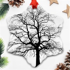 Tree Silhouette Winter Plant Snowflake Ornament (two Sides) by Pakrebo