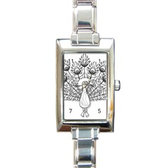 Peacock Plumage Display Bird Rectangle Italian Charm Watch by Pakrebo