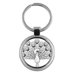 Peacock Plumage Display Bird Key Chains (round)  by Pakrebo