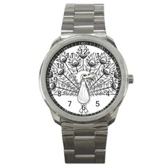 Peacock Plumage Display Bird Sport Metal Watch by Pakrebo