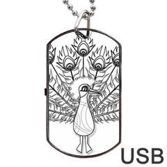 Peacock Plumage Display Bird Dog Tag Usb Flash (two Sides) by Pakrebo