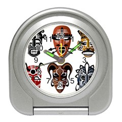 Tribal Masks African Culture Set Travel Alarm Clock by Pakrebo