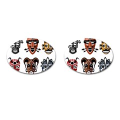 Tribal Masks African Culture Set Cufflinks (oval)