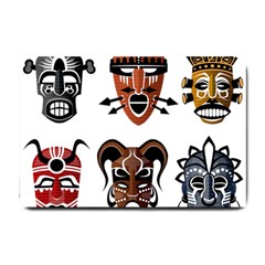 Tribal Masks African Culture Set Small Doormat  by Pakrebo