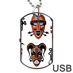 Tribal Masks African Culture Set Dog Tag Usb Flash (two Sides) by Pakrebo