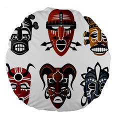 Tribal Masks African Culture Set Large 18  Premium Flano Round Cushions by Pakrebo