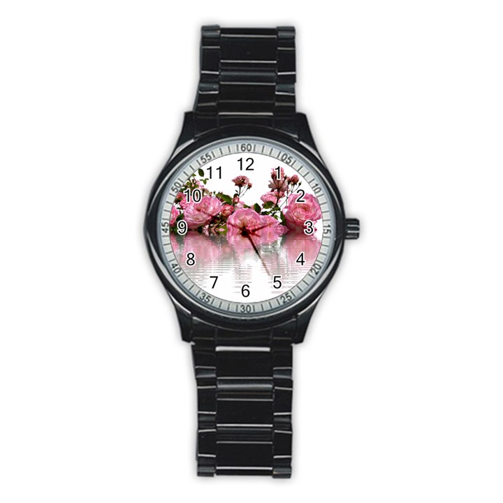 Roses Flowers Nature Flower Stainless Steel Round Watch