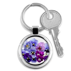 Pansy Isolated Violet Nature Key Chains (round)  by Pakrebo