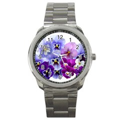 Pansy Isolated Violet Nature Sport Metal Watch by Pakrebo