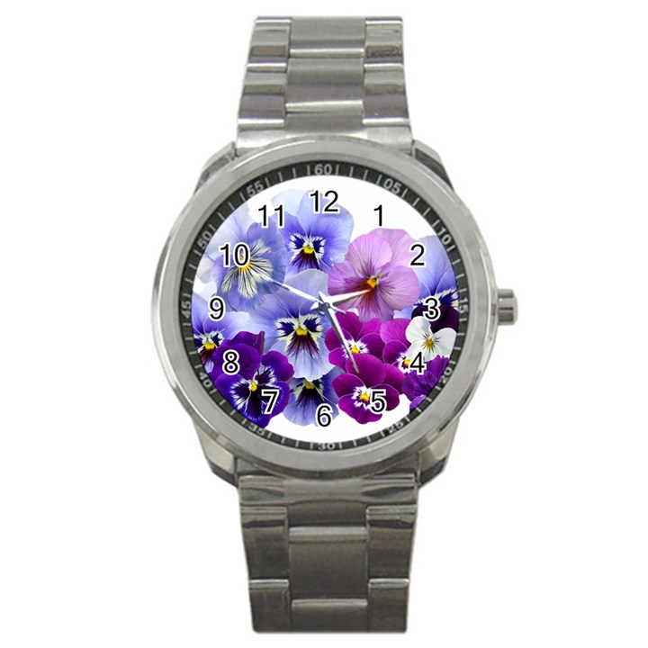 Pansy Isolated Violet Nature Sport Metal Watch