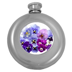 Pansy Isolated Violet Nature Round Hip Flask (5 Oz) by Pakrebo