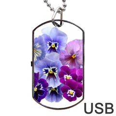 Pansy Isolated Violet Nature Dog Tag Usb Flash (one Side) by Pakrebo