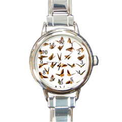 Butterfly Butterflies Insect Swarm Round Italian Charm Watch by Pakrebo