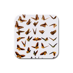 Butterfly Butterflies Insect Swarm Rubber Square Coaster (4 Pack)  by Pakrebo