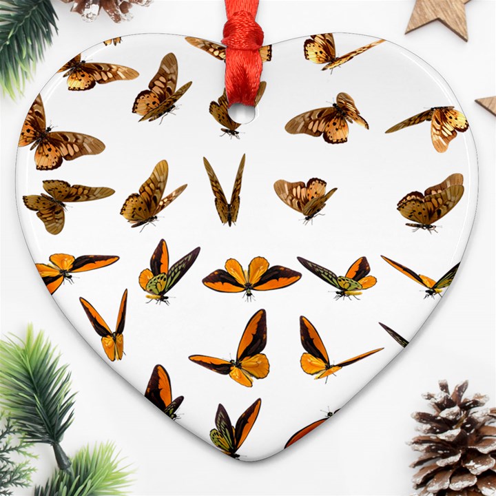 Butterfly Butterflies Insect Swarm Heart Ornament (Two Sides)