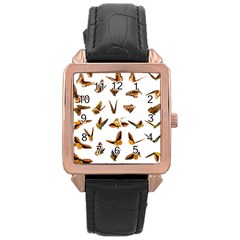 Butterfly Butterflies Insect Swarm Rose Gold Leather Watch  by Pakrebo