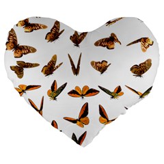 Butterfly Butterflies Insect Swarm Large 19  Premium Flano Heart Shape Cushions by Pakrebo